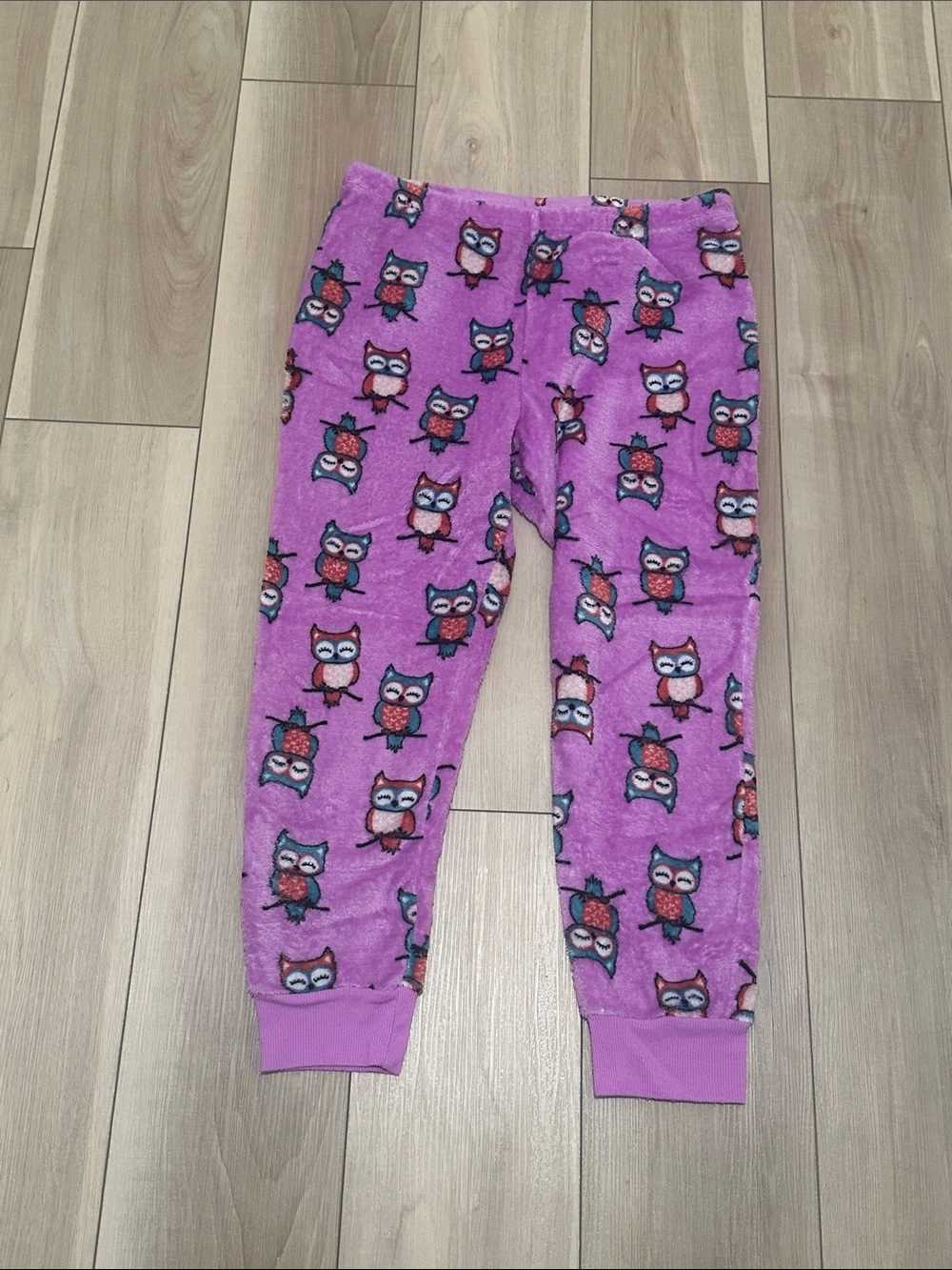 wonder nation Brand Purple Plush Owl Pajama Bottoms Girls Size XL 14 16